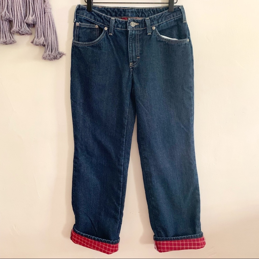 Dickies Dark Blue Jeans with Red Cuffs
